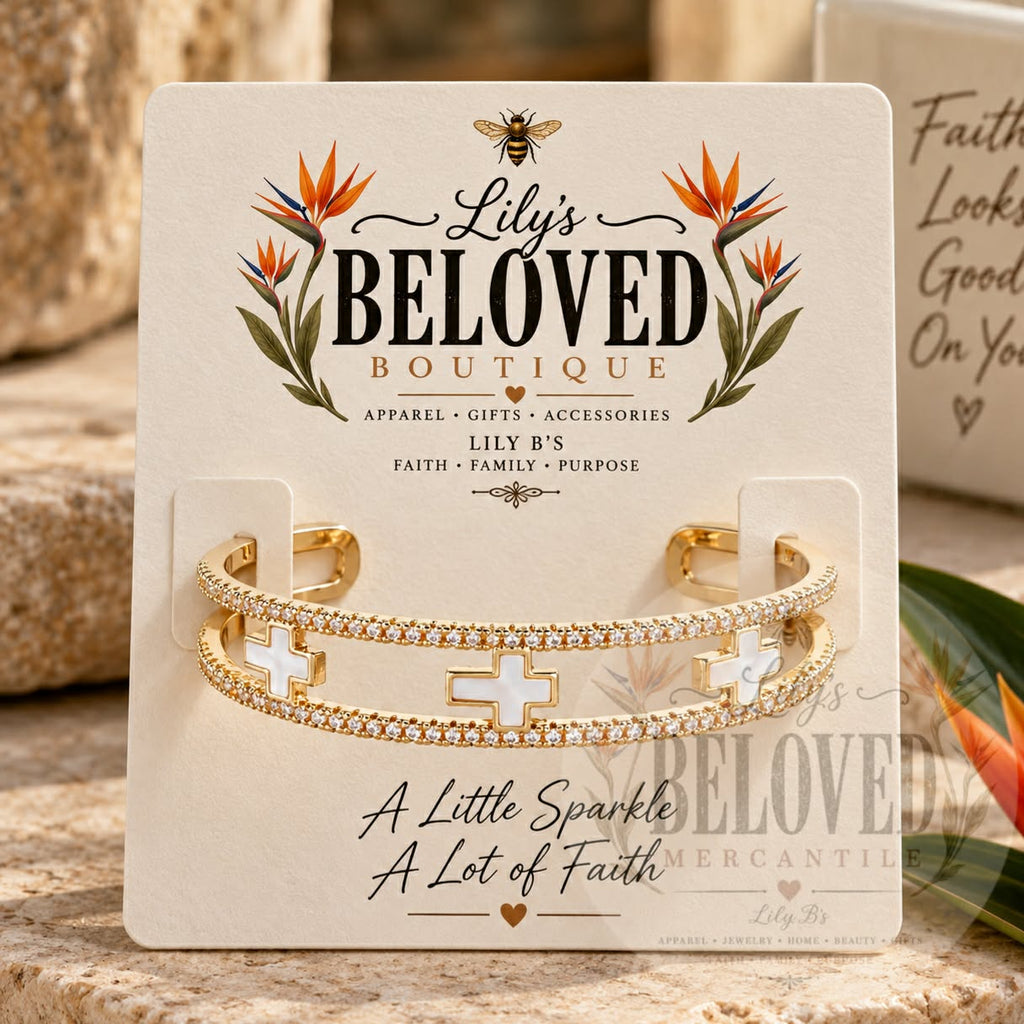 Double Row Cross Cuff Bracelet